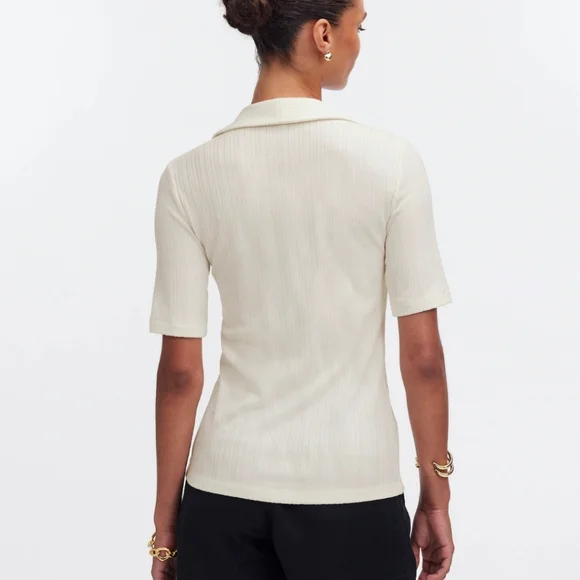 Cutaway Hem Polo Top By Madewell - Picture 3 of 7